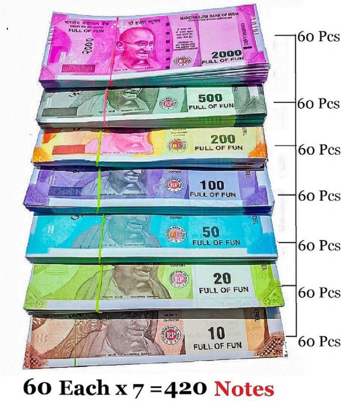 4GX 60A Dummy Currency 455 Note for Kids 60 Units Each Denomination All New Fake Note Gag Toy