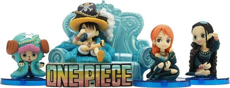 PLA Giftmart One Piece 20th Anniversary Luffy Nami Robin Chopper Figure Size About 5-8cm Toys PVC Mini Figurine Collection  (Multicolor)