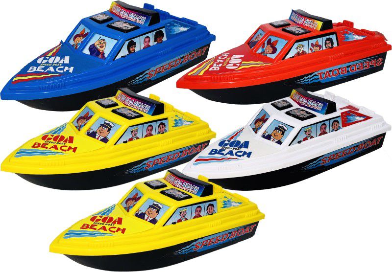 Miniature Mart Set Of 5 Small Size Made Of Plastic Indian Replica Goa Beach Boat Toy For Kids| Children Playing Toys| Use As Showpiece|(5 Combo Offer)  (Blue, Yellow, Red, White, Pack of: 5)