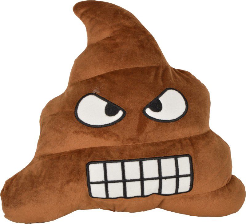 Deals India Grinning Emoji poop Brown Cute Cushion Pillow (35 cm) - 35 cm  (Brown)