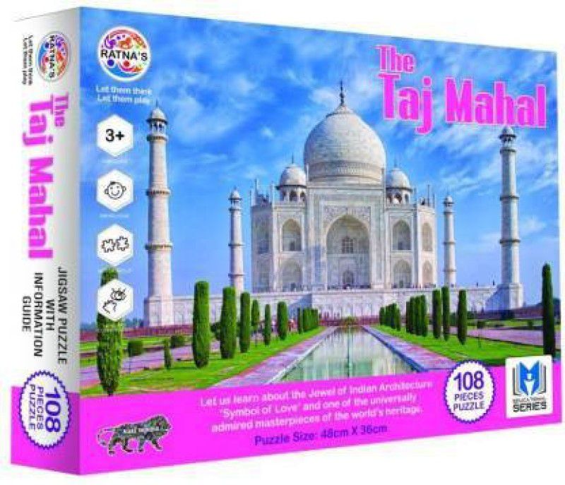 yes toys EDUCATIONAL JIGSAW PUZZLE FOR KIDS TAJ MAHAL 108 JUMBO PIECES WITH A 12 PAGE BOOKLET ABOUT TAJ MAHAL (108 Pieces)  (1 Pieces)
