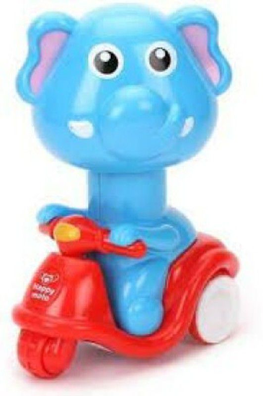 Gedlly Push head & down see wheels spin elephant motorcycle toy for kids E22  (Multicolor)