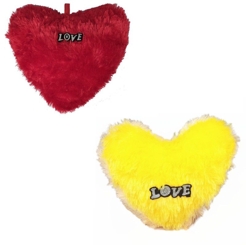 Uniqon Pack of 2 (Size:30x26cm) Premium Quality Red and yellow Heart Love Dil Soft Fur Stuffed Toy for Adult & Kids Birthday's, Valentine's Days, Special Occasional Surprise Gifts, Home Room Decoration, Car Decor Showpieces - 26 cm  (Multicolor)