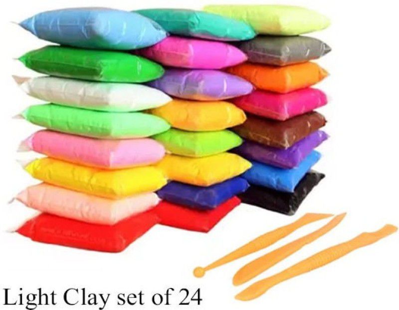 Dilurban buy 24 Pcs Colours Colors Air Dry Clay. Super Light DIY Clay for Model Air Dry Clay Fun Toy, Creative Art DIY Crafts, Gift for Kids ((Clay Pack of 24 Pcs) Multicolor Putty Toy