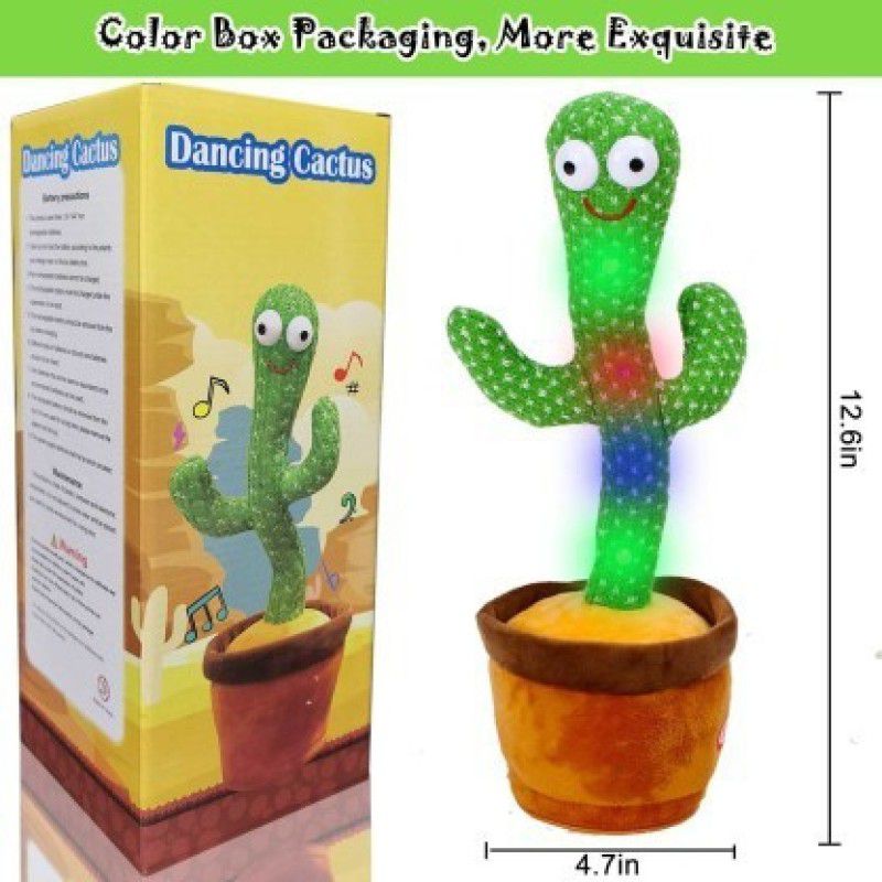 FASTFRIEND Cactus Toy Talking Plant Plush Dancing Cactus Voice Repeat Recording 120+ Song  (Green)