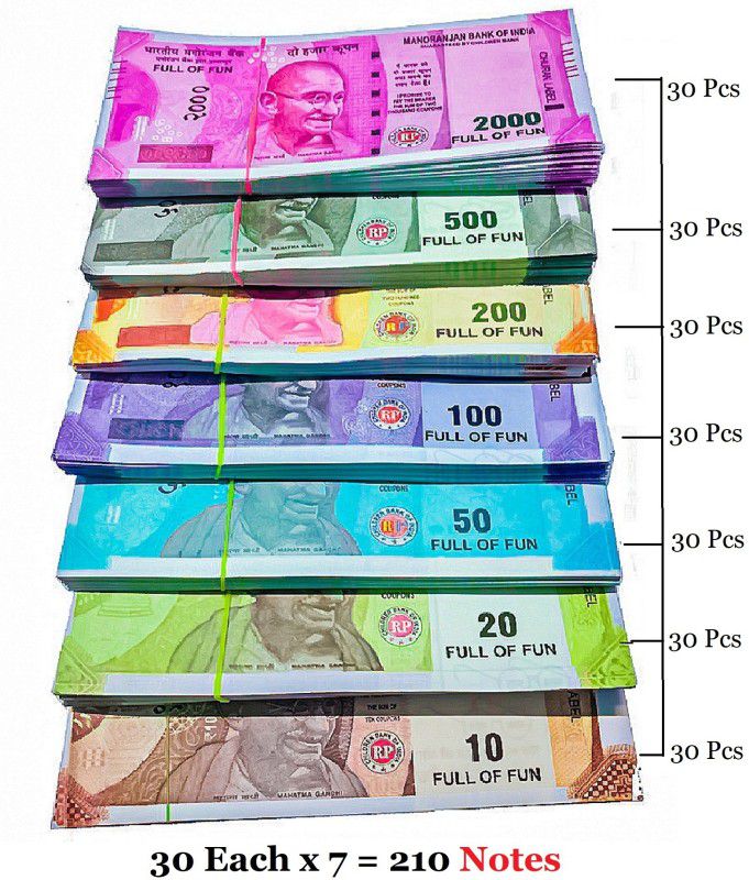 4GX 030 Dummy Currency 210 Note for Kids 30 Units Each Denomination All New Fake Note Gag Toy