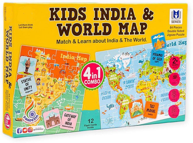 ARNIYAVALA Kids India & World map combo jigsaw puzzle  (84 Pieces)