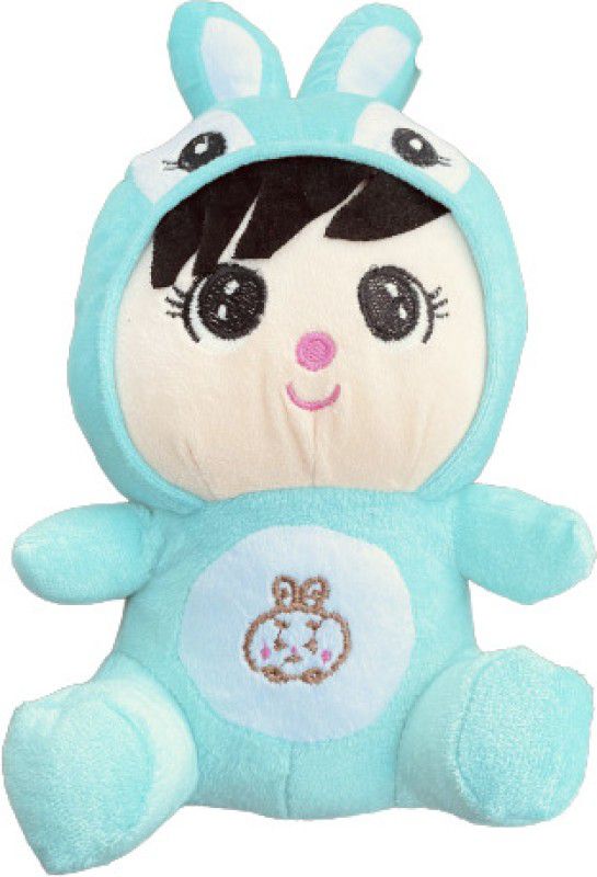 Fun Zoo Cute Boy with Bunny Cap & embroidery eyes Super Soft & Cute Plush Stuffed Toy - 25 cm  (Green)