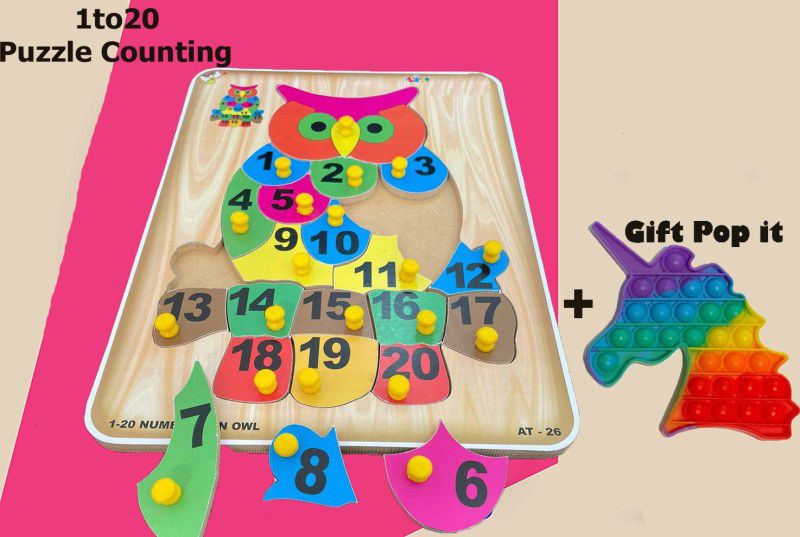 SHALAFI Counting Number Learning Toy Alphabet&Number Board Game Puzzle+Pop It Fidget Toy  (21 Pieces)