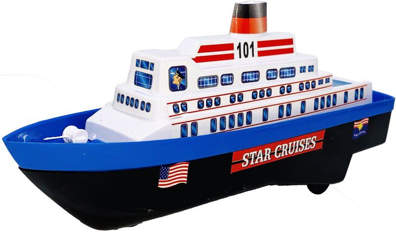Miniature Mart Small Size Made From Plastic Star Cruise Scale Model Ship With Pull Back & Go Wheel | Made In India Toys |Toys Boats For kids | Use As Showpiece | Toy Boats For Boys | Safe Quality Toys For Children  (Blue, Black, Pack of: 1)