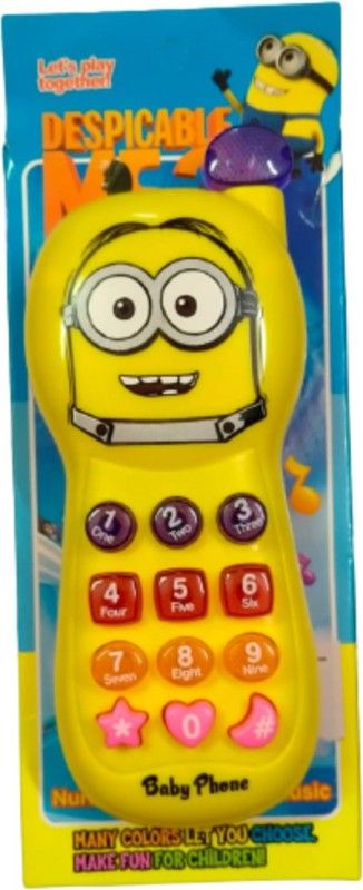 MindsArt Cartoon Minion Kids Mobile Sat With Sound Multi-Color Learning Mobile Phone for Kids (Yellow) Minion mobile