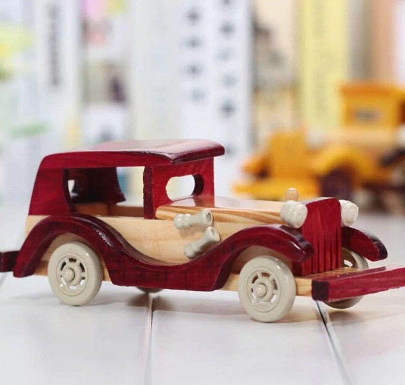 MIKEL ENTERPRISES Wooden Showpiece Vintage Car for Kids  (Multicolor)