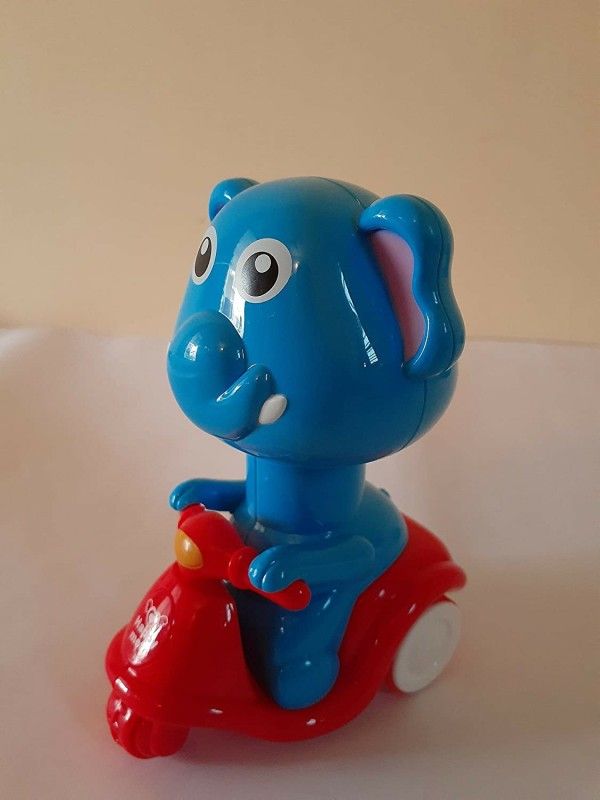 Gedlly Push head & down see wheels spin elephant motorcycle toy for kids E48  (Multicolor)