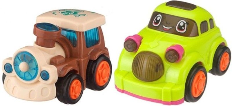 KavyaTanishq Unbreakble mini Rail engine and Mini car for kids girls and boys pack of -2  (Multicolor, Pack of: 2)
