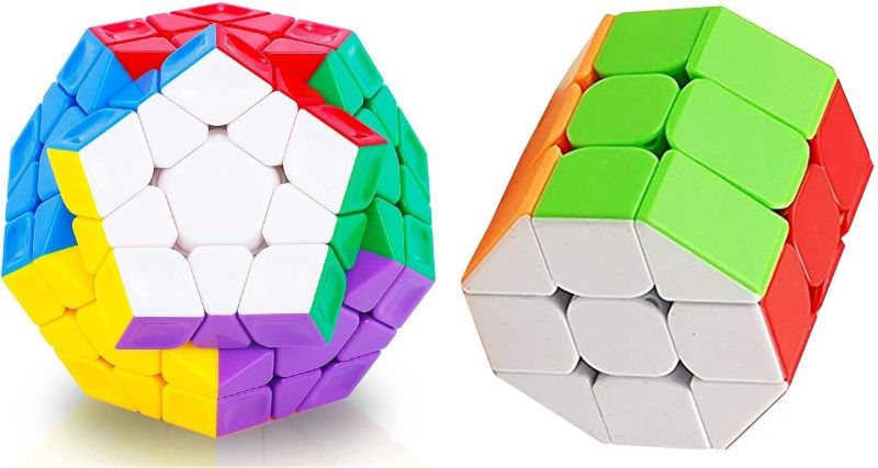 Authfort 3 X 3 Megaminx Sculpted Stickerless Pentagon cube and 3 X 3 Barrel Speed Stickerless Cube combo pack of 2  (2 Pieces)
