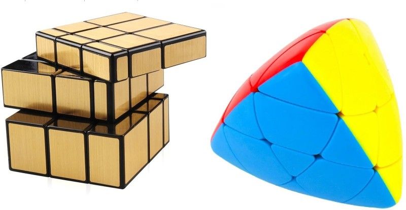 Authfort 3x3 mastermorphix stickerless high speed cube & Gold Mirror Stickered Cube combo pack of 2  (2 Pieces)