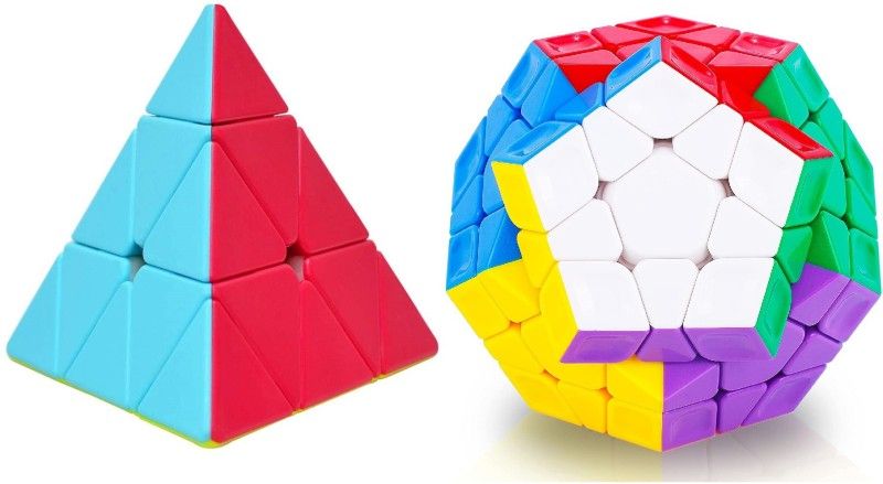 Authfort 3 X 3 Megaminx Sculpted Stickerless Pentagon cube and Pyraminx Pyramid Triangle High Speed Stickerless Cube combo pack of 2  (2 Pieces)