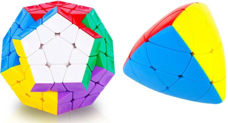 Authfort 3 X 3 Megaminx Sculpted Stickerless Pentagon cube and mastermorphix cube Triangle High Speed Stickerless Cube combo pack of 2  (2 Pieces)