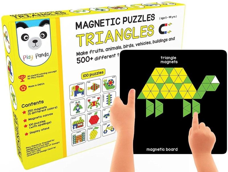 shopviashipping Magnetic Puzzles Triangles ,250 Colorful Triangle Magnets & 100 Puzzles,  (250 Pieces)