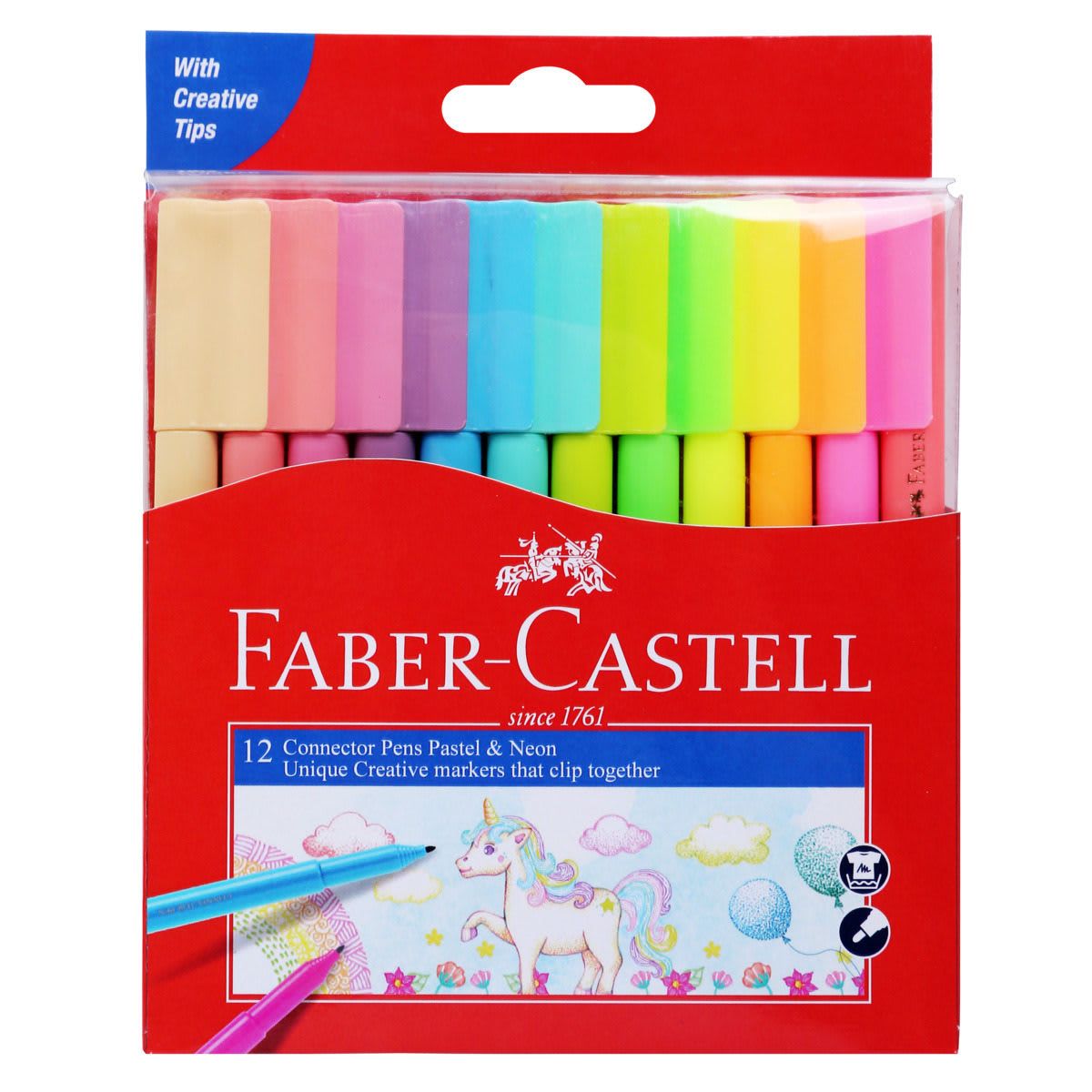 12 Pack Faber-Castell Connector Pens - Pastel & Neon