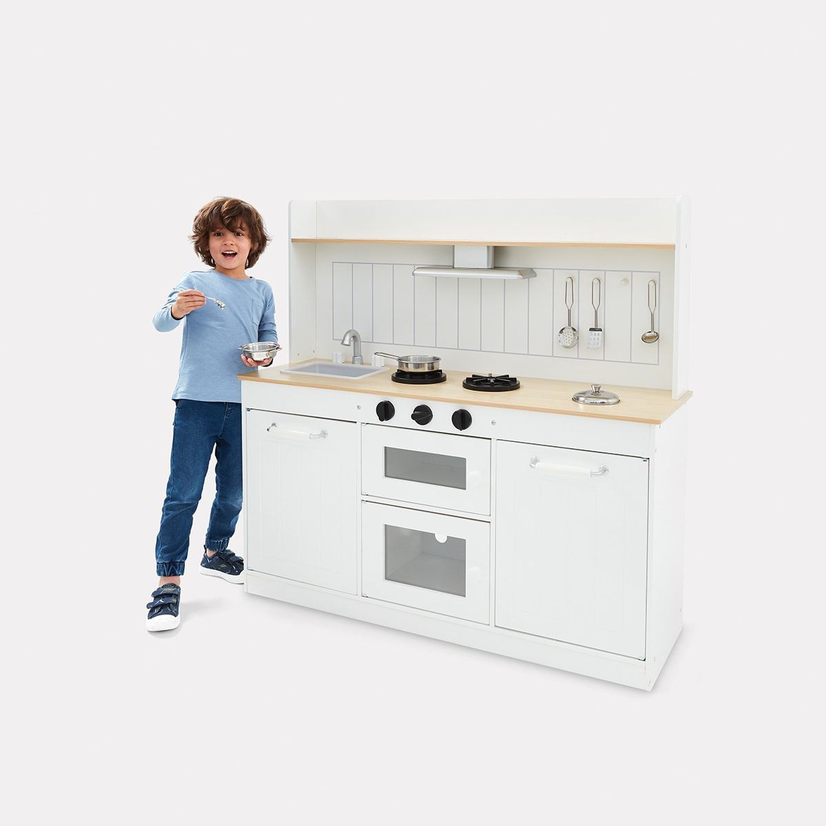 7 Piece Wooden Rustic Kitchen Playset
