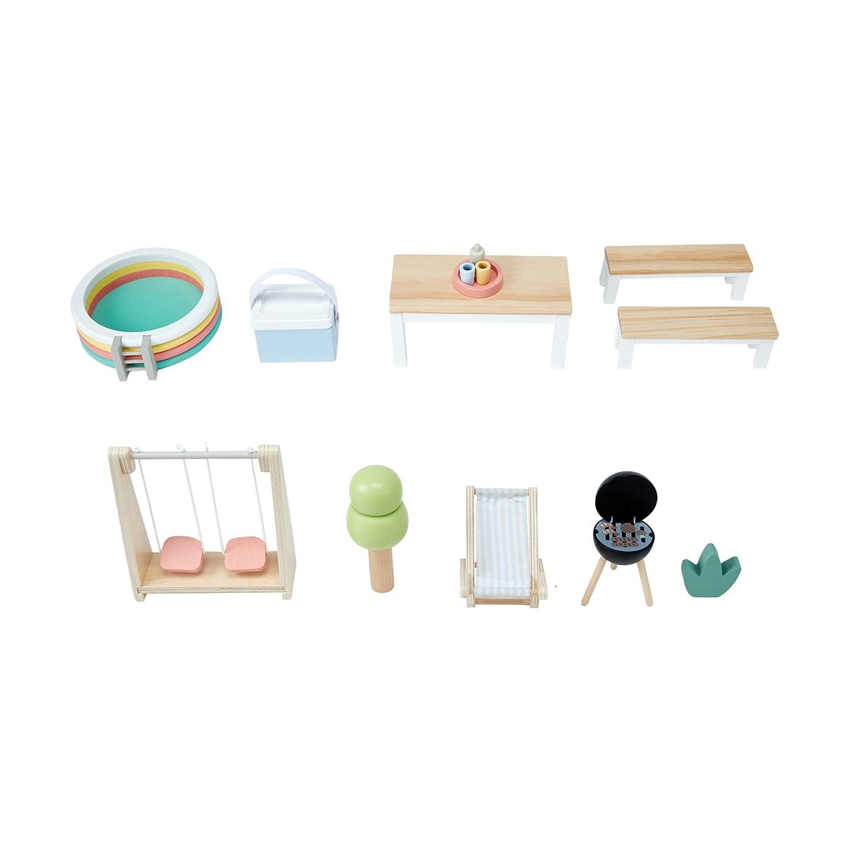 14 Piece Dollhouse Furniture Deluxe Backyard