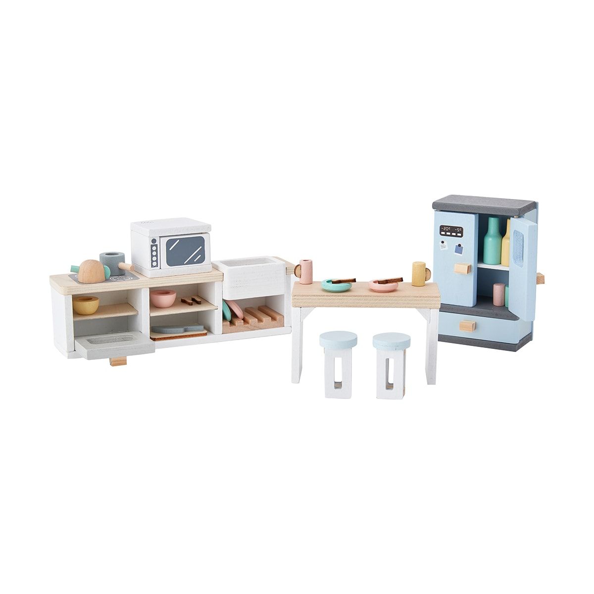 24 Piece Wooden Dollhouse Deluxe Kitchen