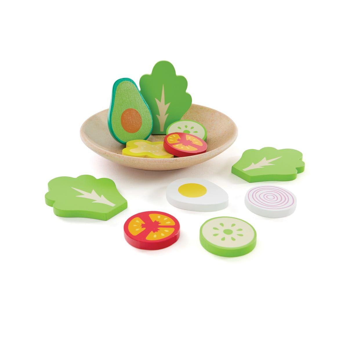 Wooden Salad Plate Set