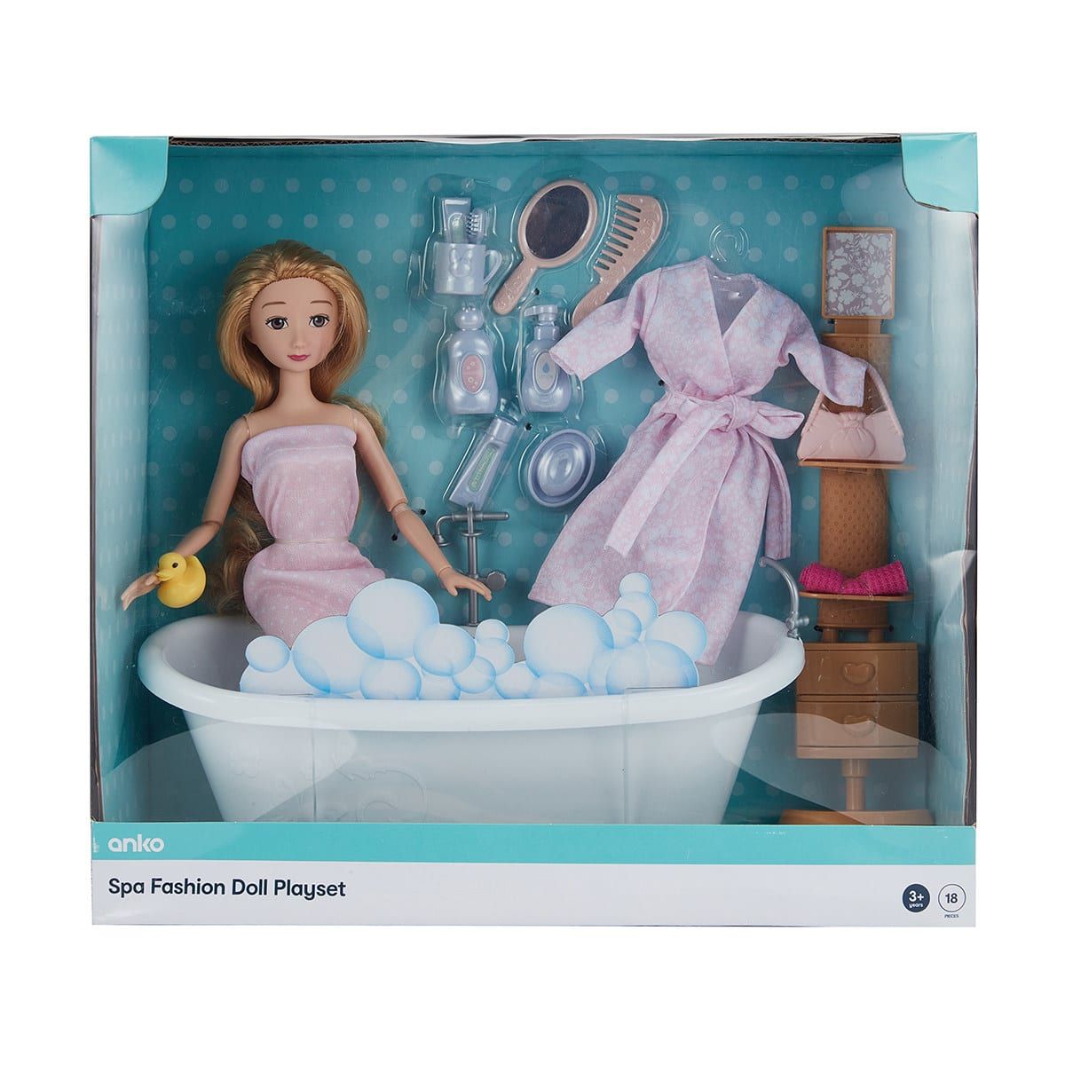 18 Piece Spa Fashion Doll Playset