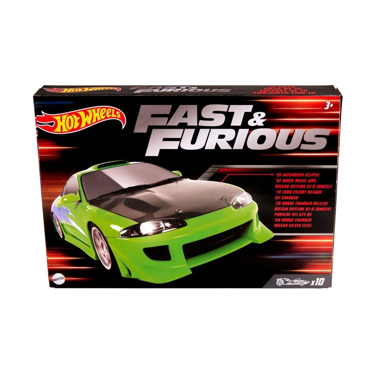10 Pack Hot Wheels Fast & Furious Cars Set