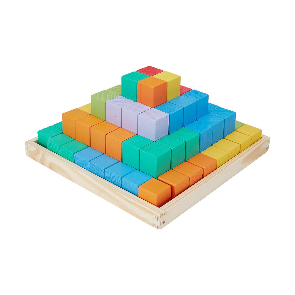 64 Piece Wooden Blocks Pyramid