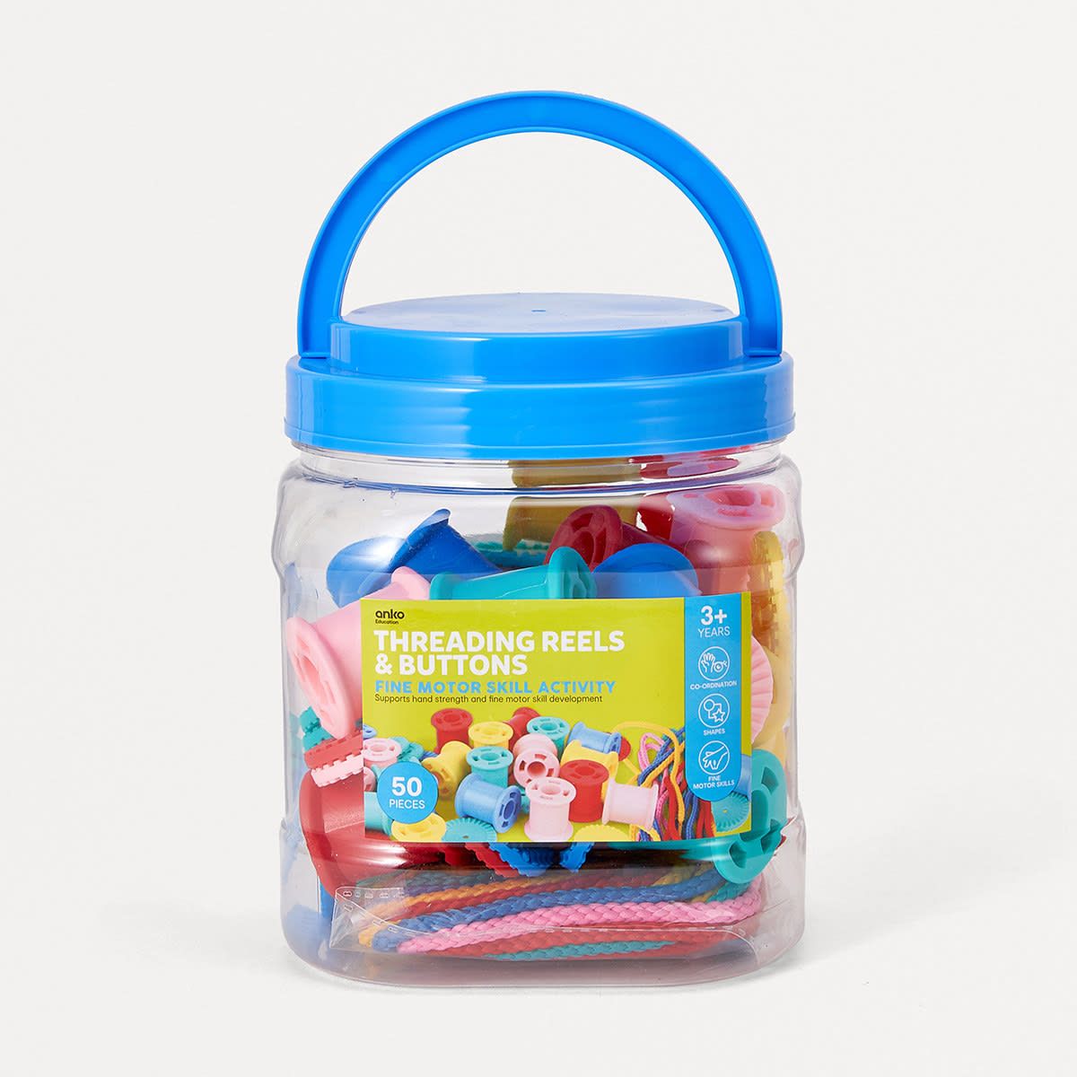 50 Pieces Threading Reels and Buttons Activity Set