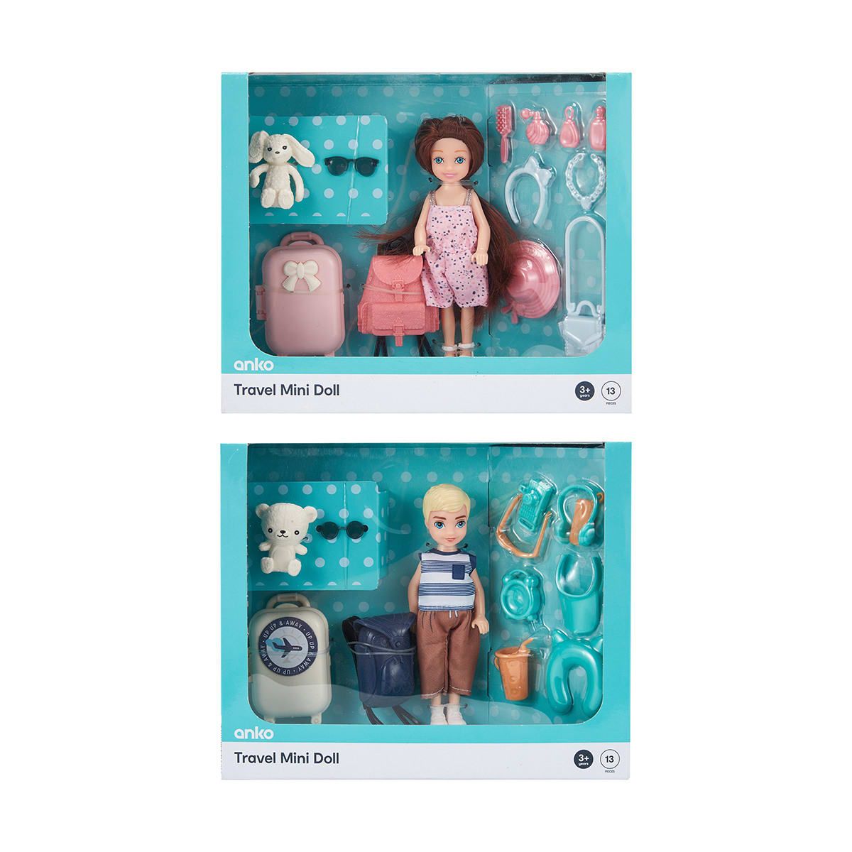 13 Piece Travel Mini Doll - Assorted