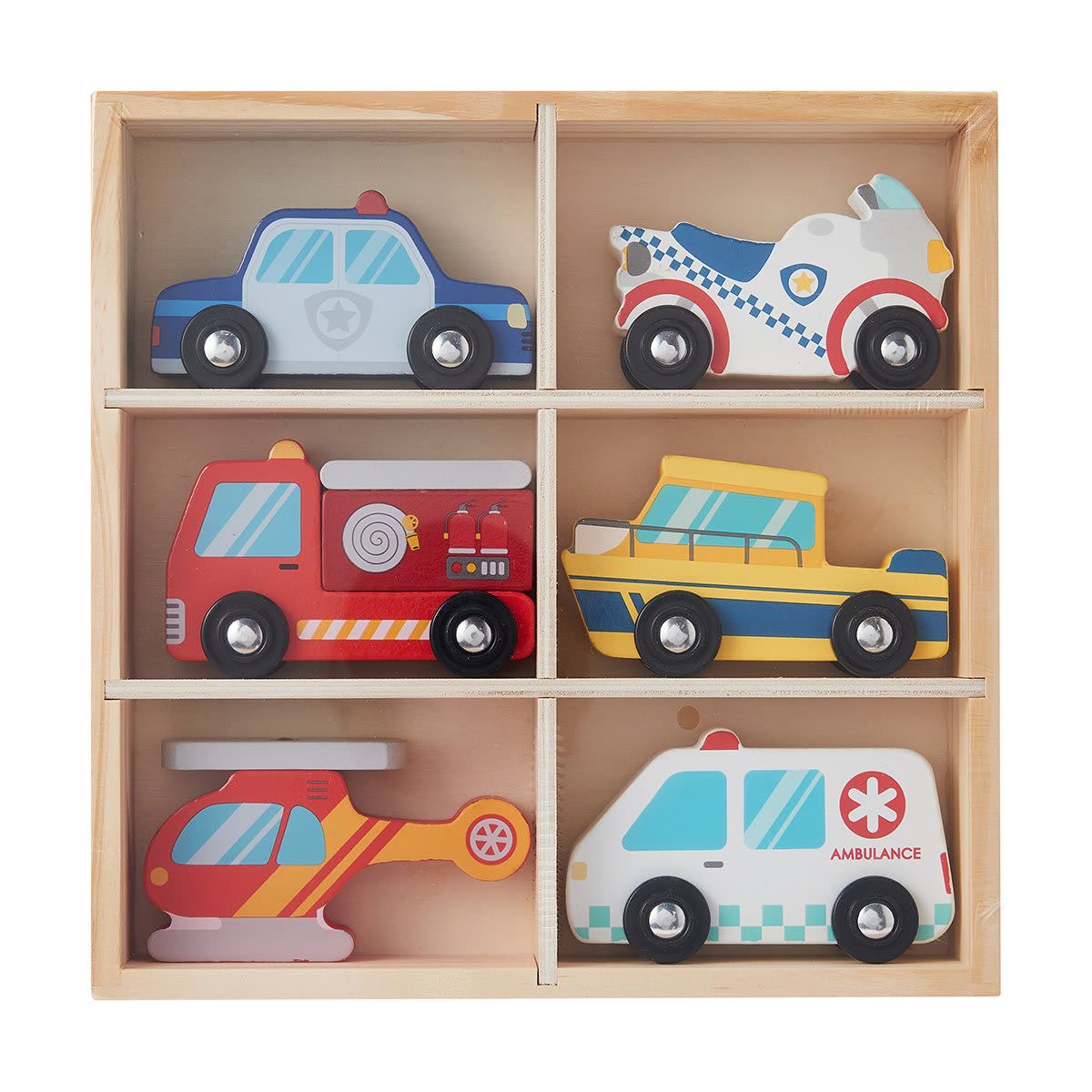 Wooden Rescue Vehicle Set