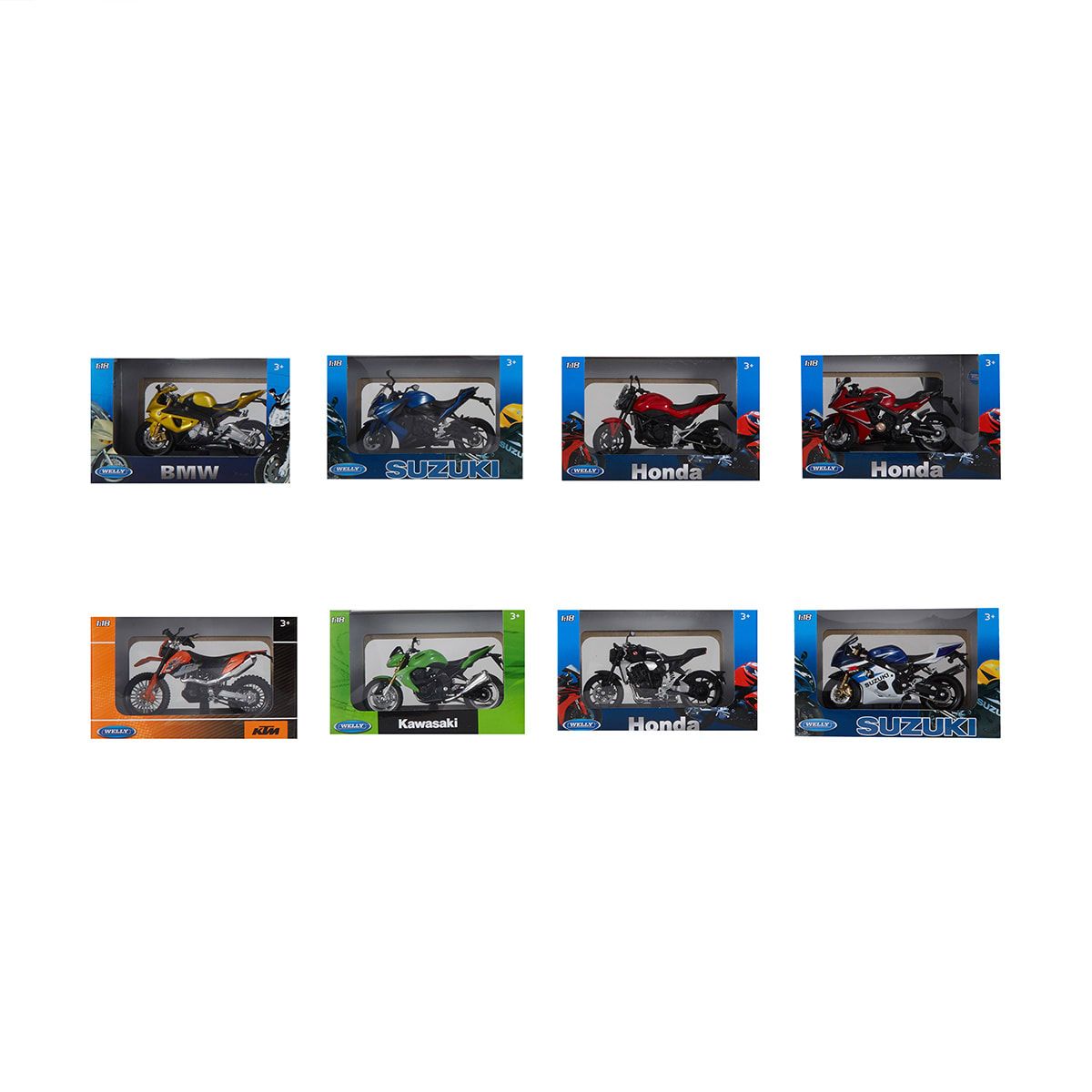 Welly 1:18 Scale Diecast Motorcycles - Assorted