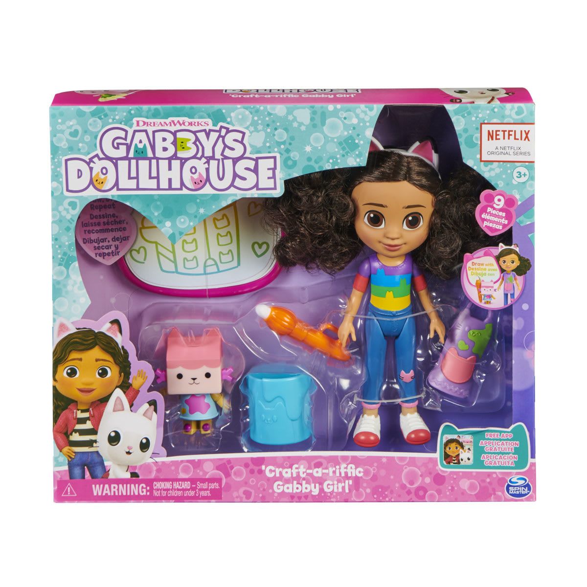 9 Piece DreamWorks Gabby's Dollhouse Craft-a-Riffic Gabby Girl