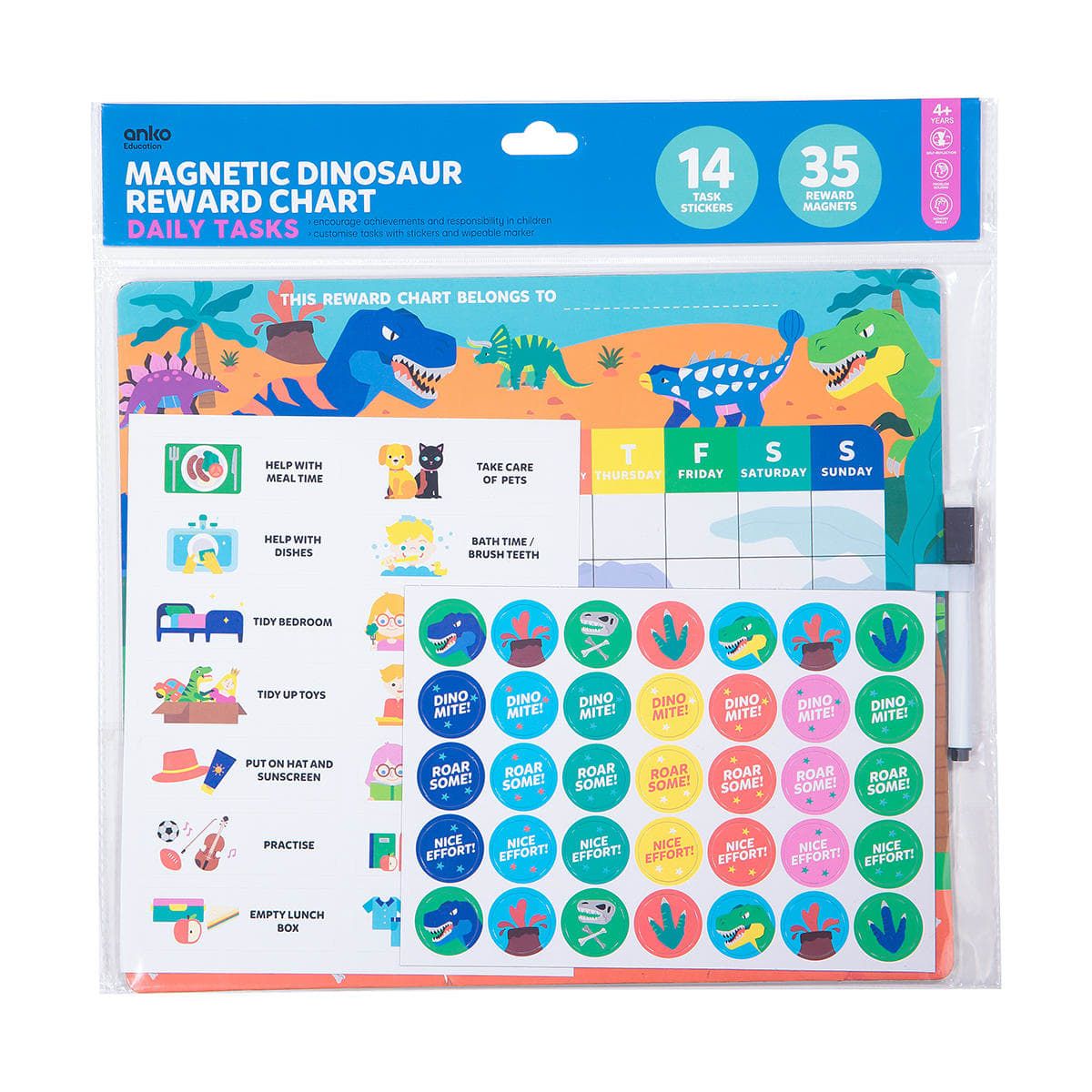 Magnetic Reward Chart Daily Tasks - Dinosaur