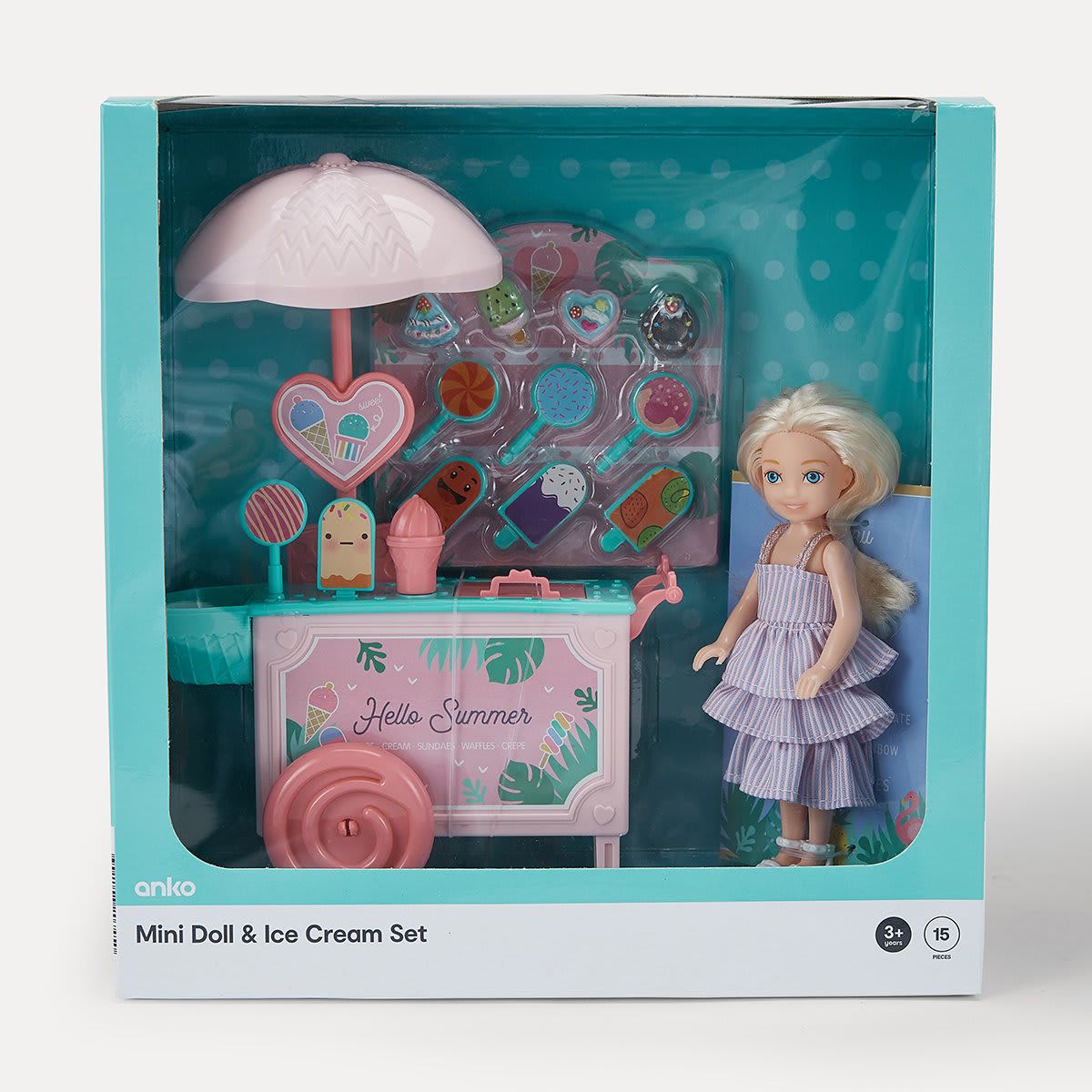 15 Piece Mini Doll and Ice Cream Set