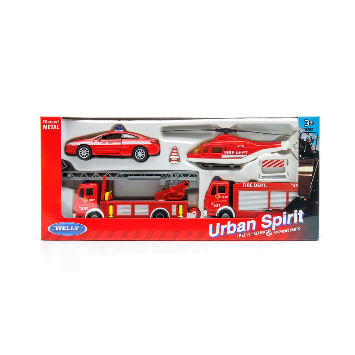 Welly Urban Spirit Free Wheeling & Moving Parts Fire City Set