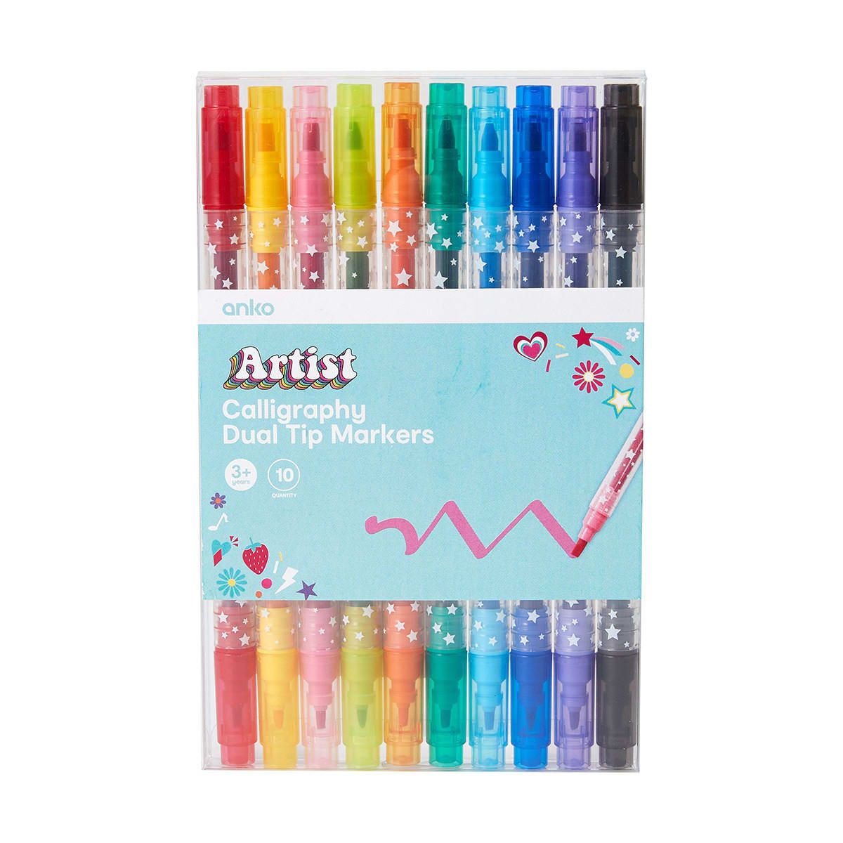 10 Pack Calligraphy Dual Tip Markers