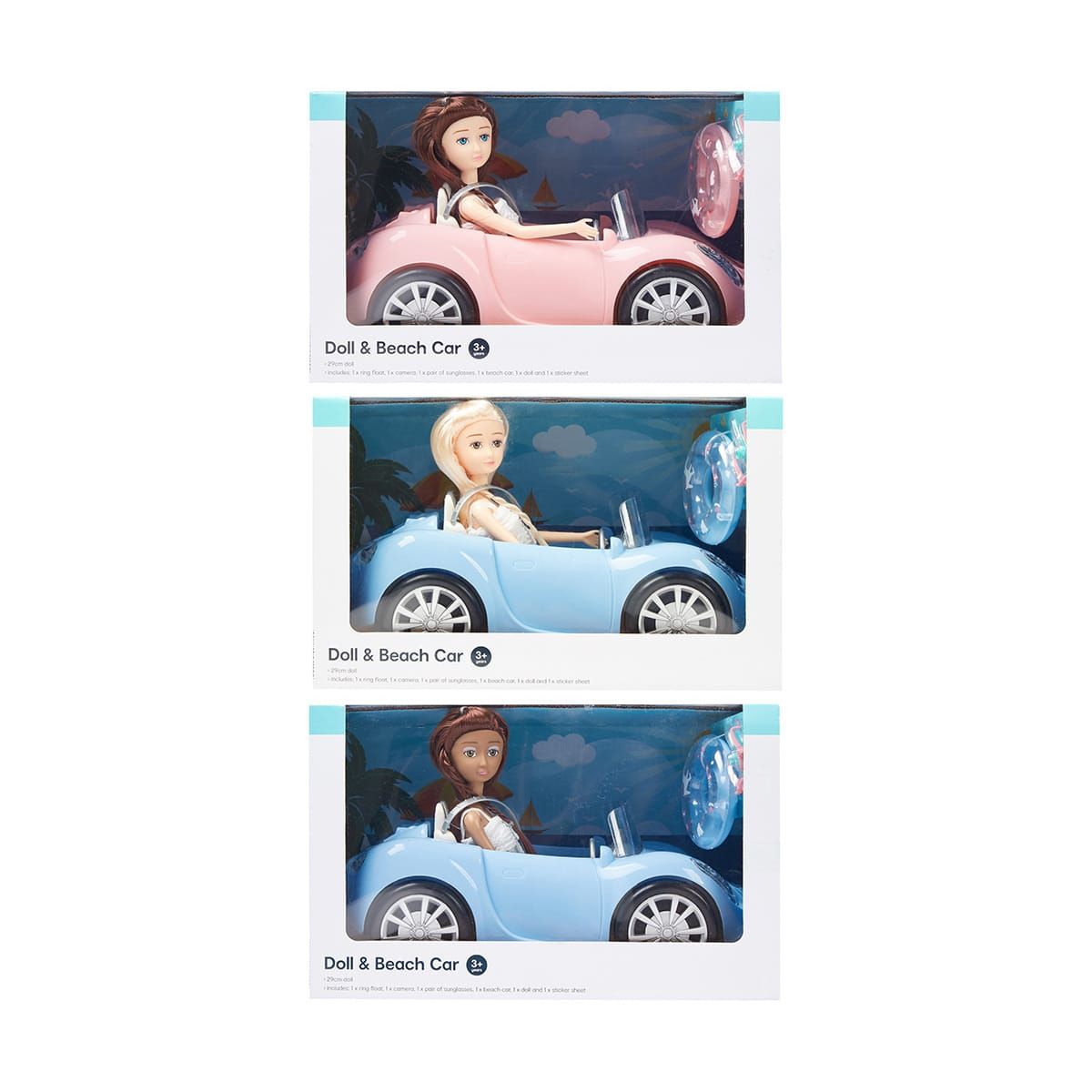 Doll & Beach Car Set - Assorted