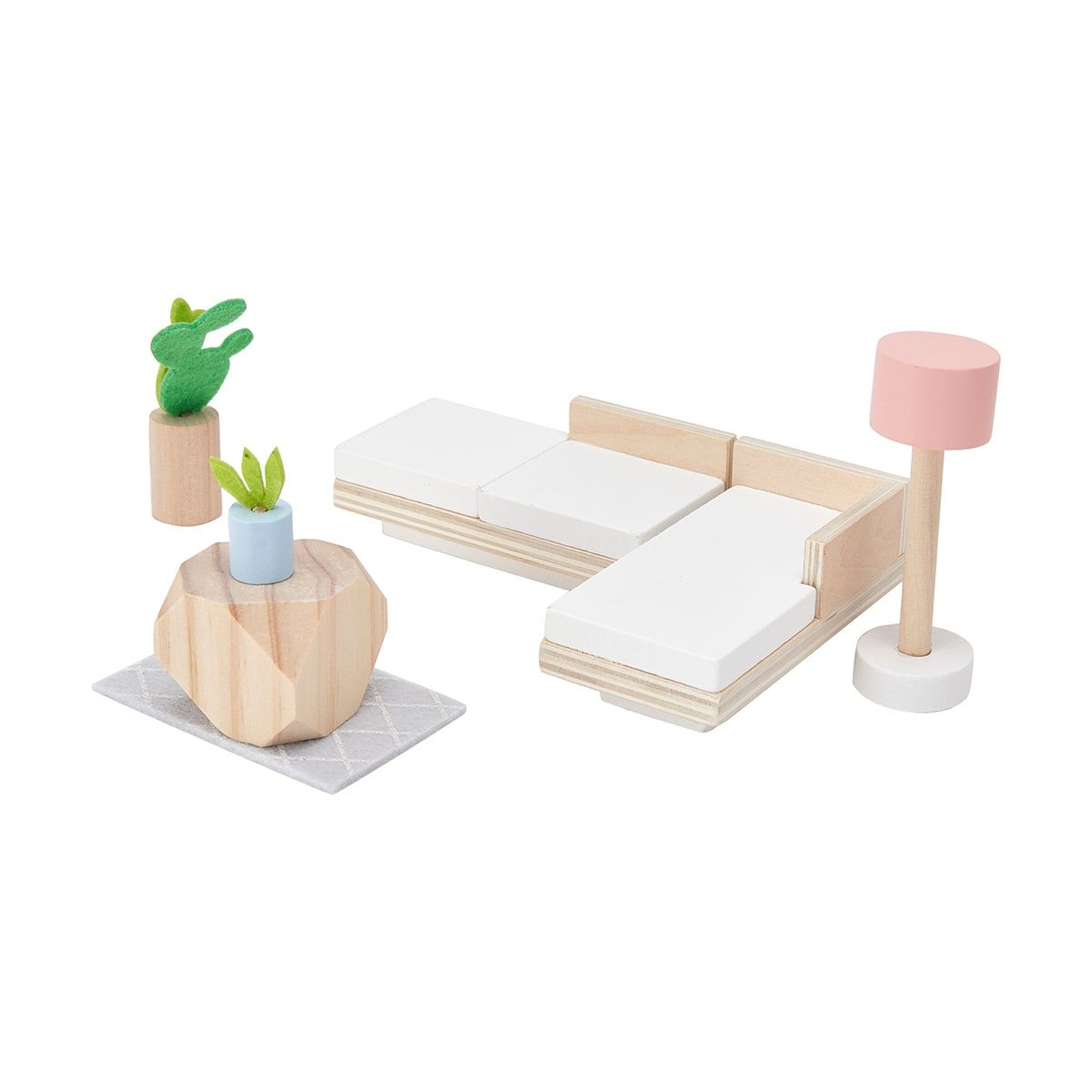 6 Piece Wooden Dollhouse Lounge Room