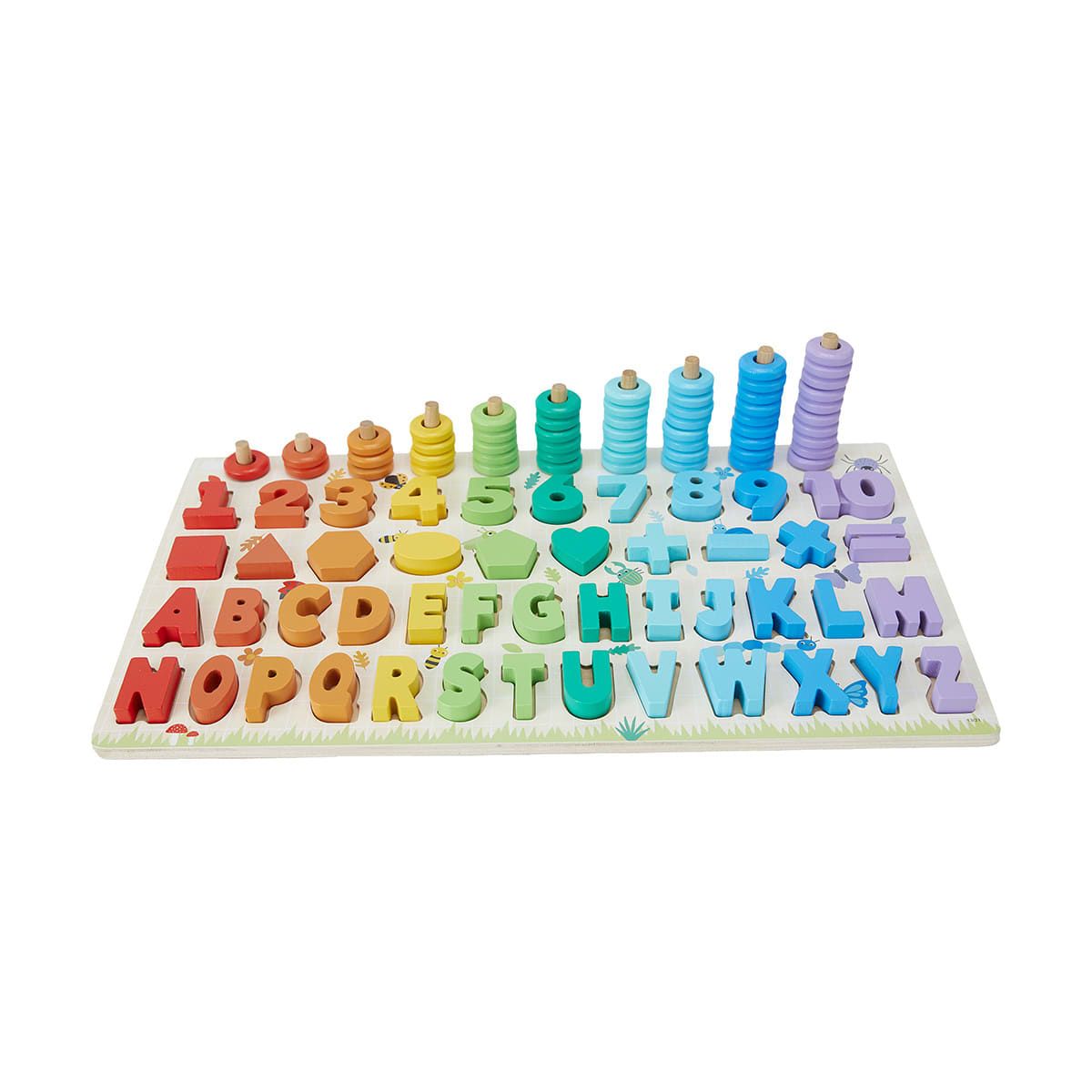 112 Piece Large Wooden Stack, Shape & Count Puzzle