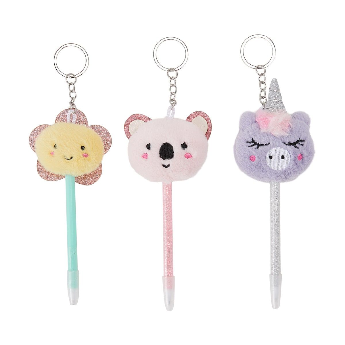 Pom Pom Keyring Pen - Assorted