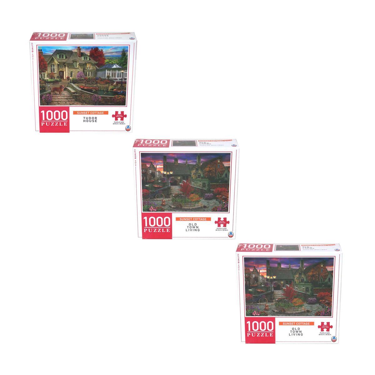 1000 Piece Sunset Cottage Puzzle - Assorted
