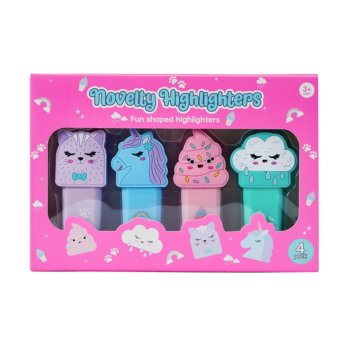4 Pack Novelty Highlighters