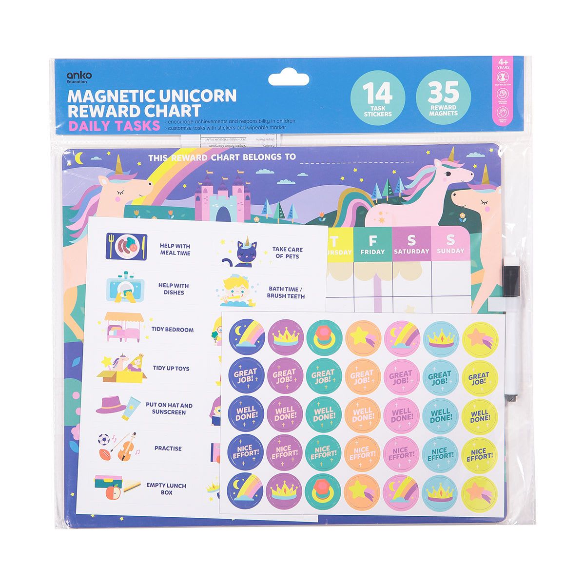 Magnetic Reward Chart Daily Tasks - Unicorn