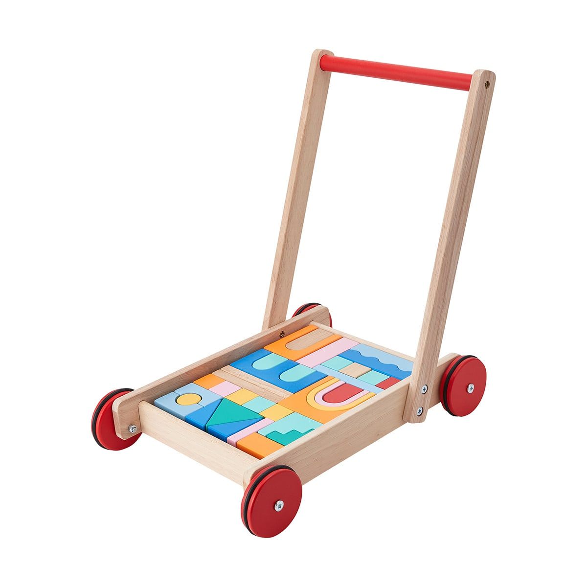 34 Piece Wooden Blocks Wagon