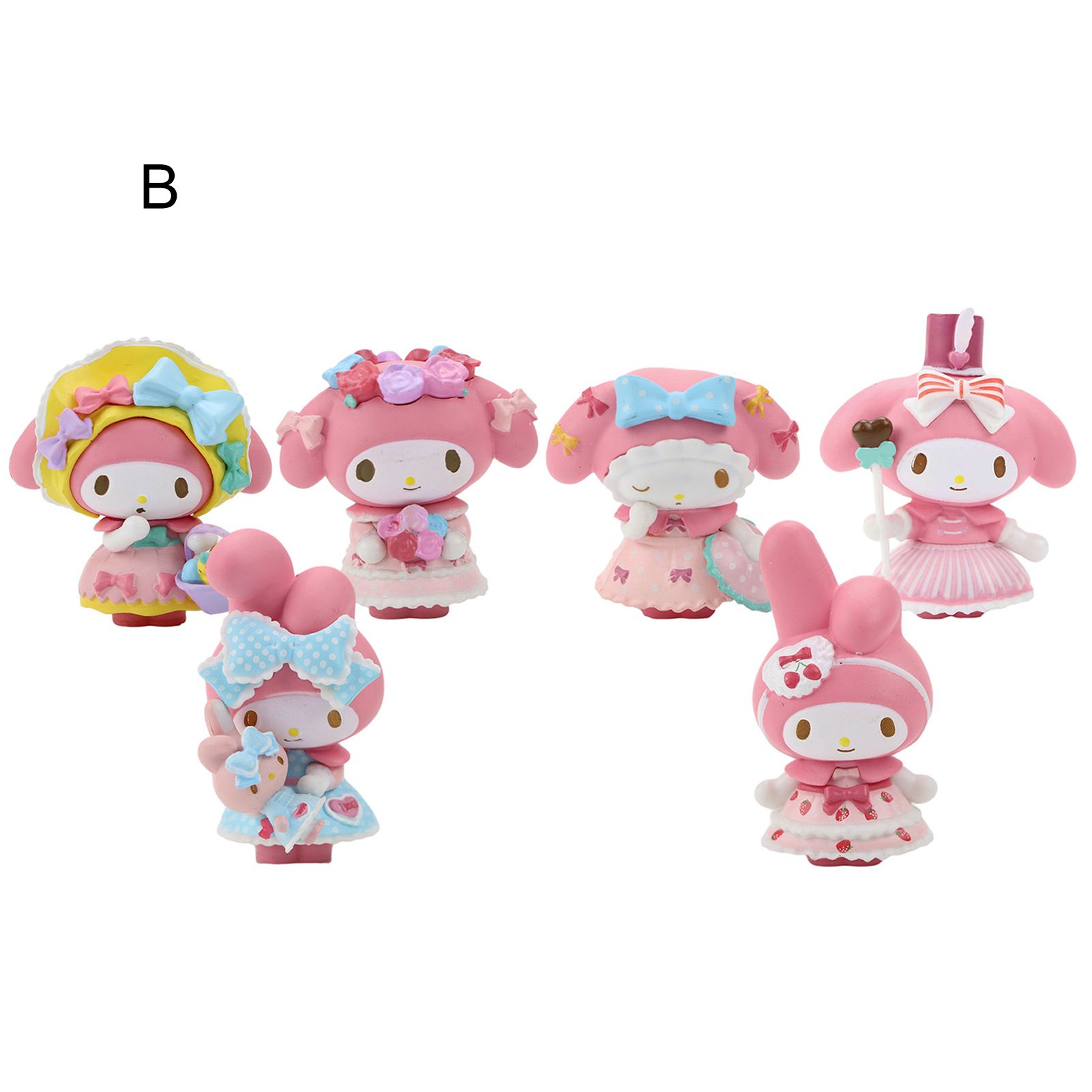 6Pcs Action Figurine Lovely High Simulated PVC My Melody Kuromi Anime Cinnamoroll Rabbit Kitty Figurine for Collection