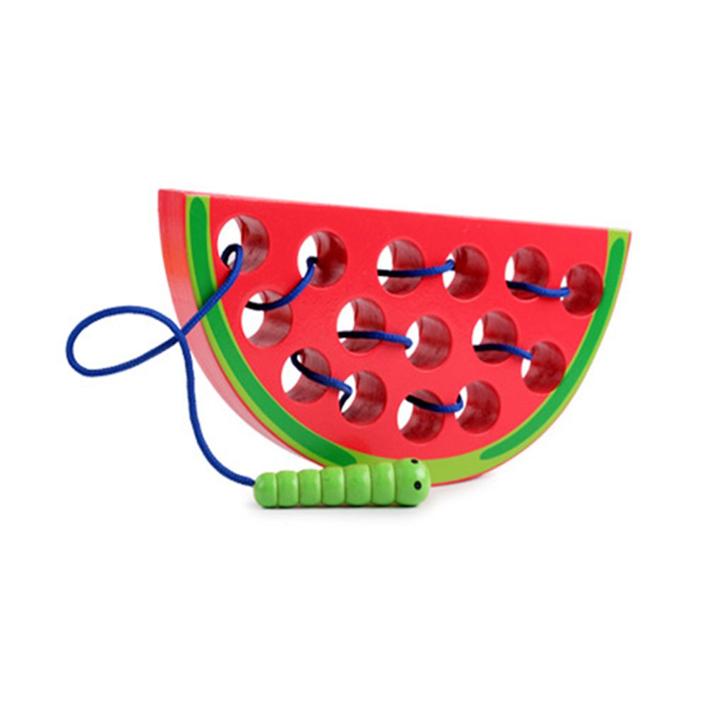 Strawberry Fruit Wooden Lacing Puzzle Threading Toy Early Learning Kids Gift